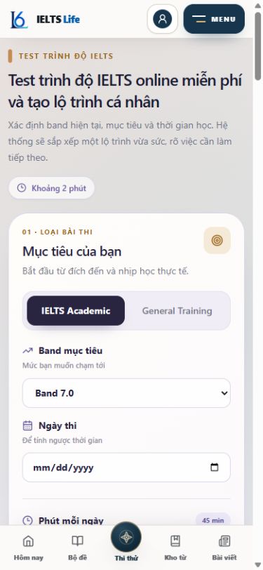 Công cụ test trình độ IELTS online miễn phí và tạo lộ trình cá nhân